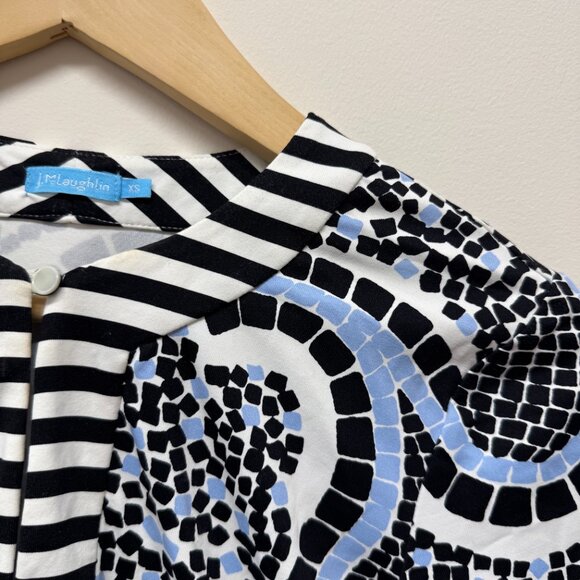 J McLaughlin Blue Paisley 3/4 Sleeve Catalina Cloth Stretch Dress - Size XS - Picture 4 of 6